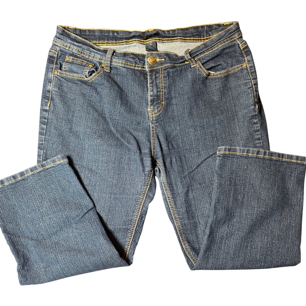 Bogari Women's Capri Dark Blue Washed Denim Size 14 Mid-Rise Cropped